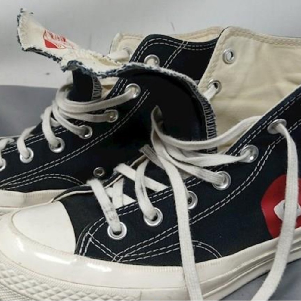 Designer Comme De Garcons Converse High-Top Sneakers in Black and White